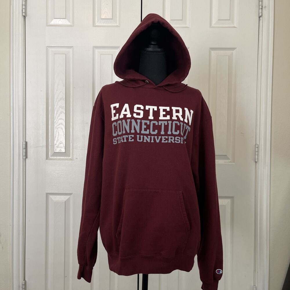 Champion Hoodie Adult Medium Pullover Eastern Connecticut University Sweatshirt